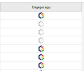 The Engager logo shown against a linked client in TaxCalc